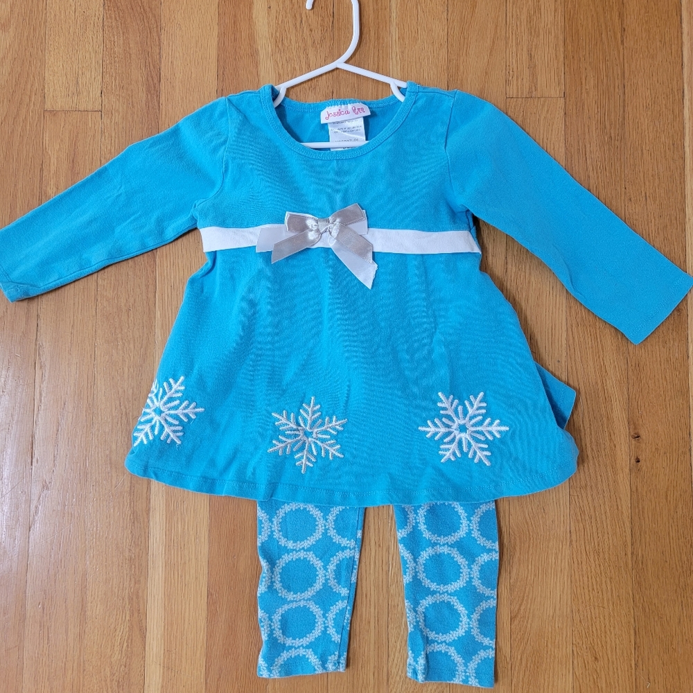 Jessica Ann 2-Piece Girl Frozen Snowflake Top and Pants, Size 3T